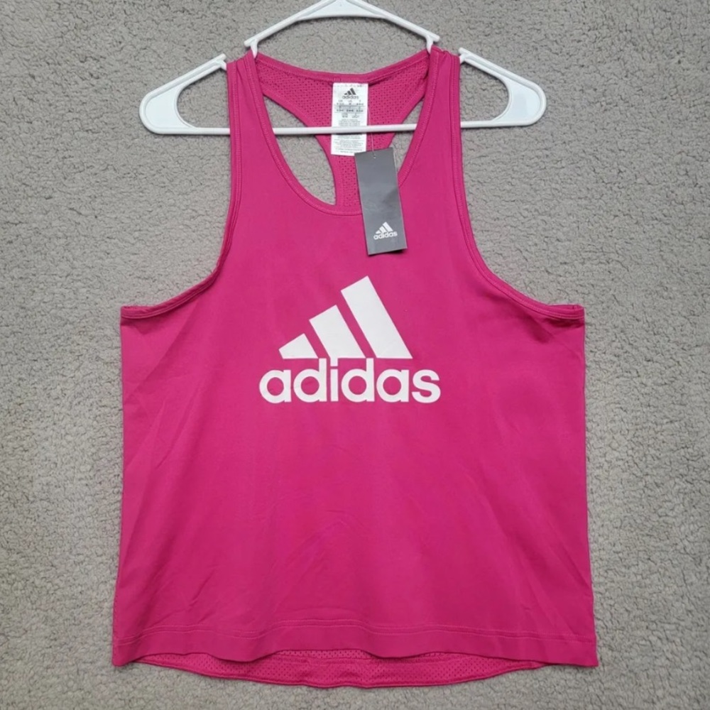 Adidas Climalite Tank Top Women Size M Pink Mesh Racer Back Athletic Shirt